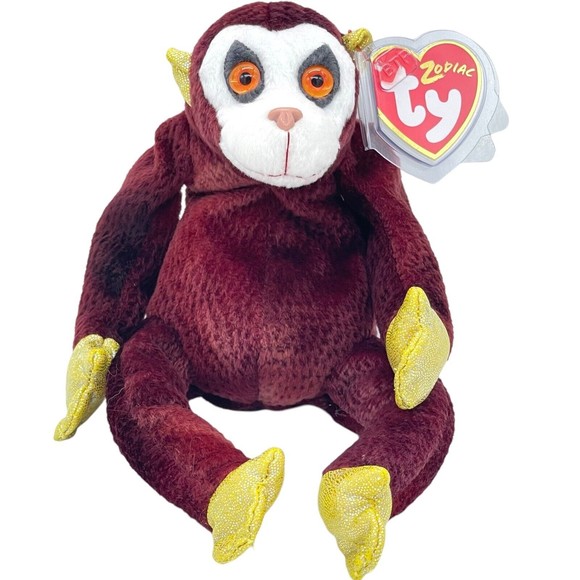 TY Beanie Baby THE MONKEY Chinese Zodiac Stuffed Plush Animal Toy With Hang Tag - Picture 1 of 8